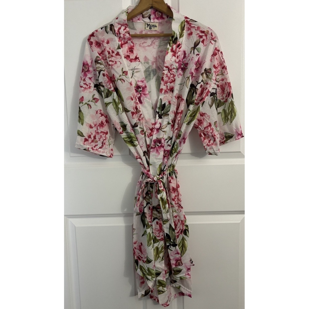 Show Me Your Mumu Women's Pink Floral Kimono Robe One Size Bridal Loungewear